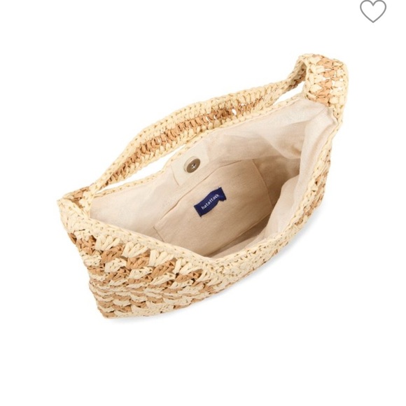 Cream and Tan Hobo Bag with Wooden Bead Design - Picture 3 of 8